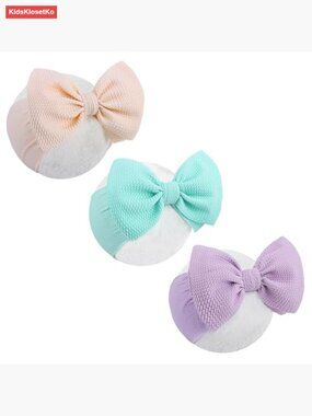 Waffle Big Bows Headbands for Baby Girls 3 Pack